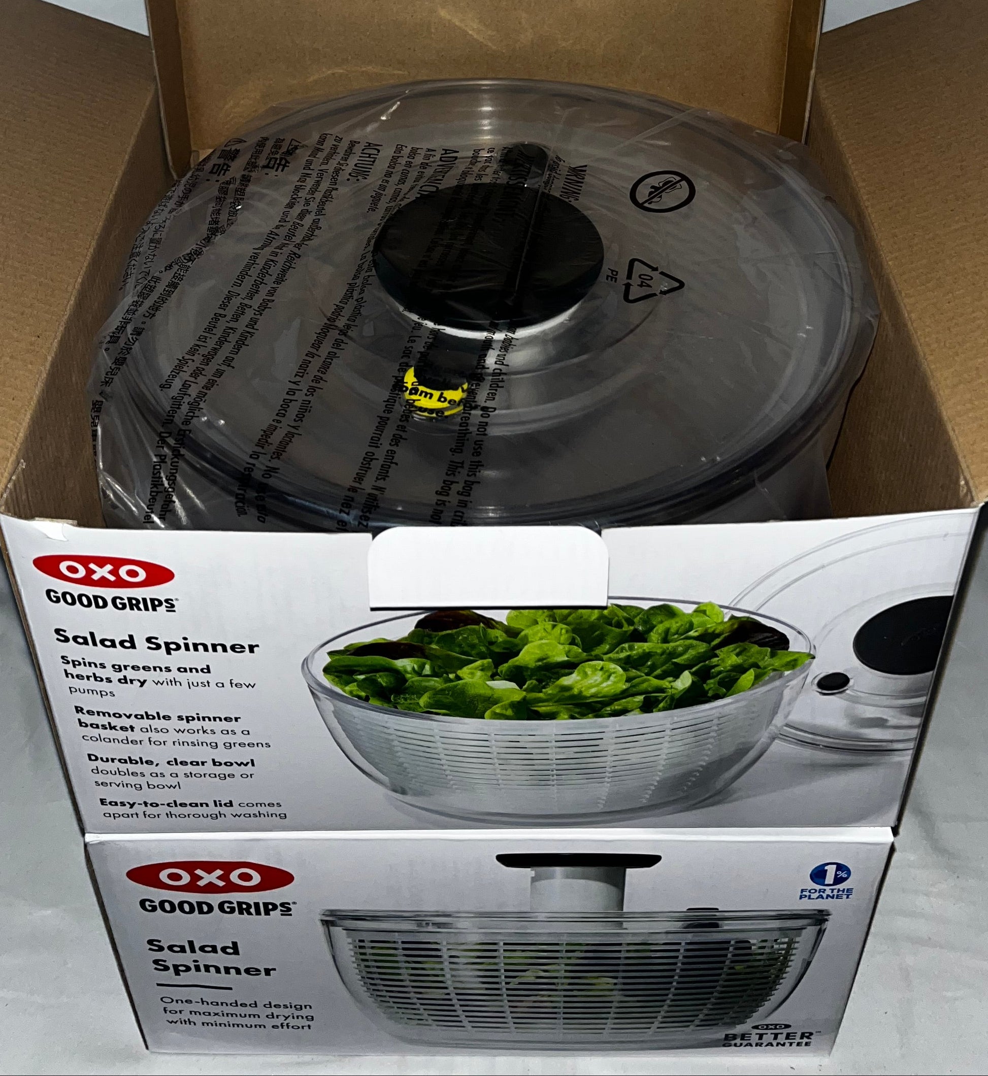 Lot of 2 - OXO Good Grips Salad Spinner Clear Bowl One-Hand Pump New by OXO