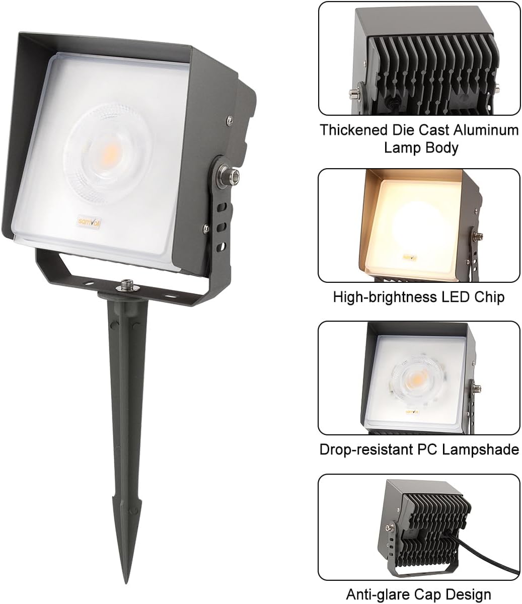 SAMVOL 48W LED Landscape Spotlight Outdoor Garden Tree Light IP65 Waterproof by SAMVOL