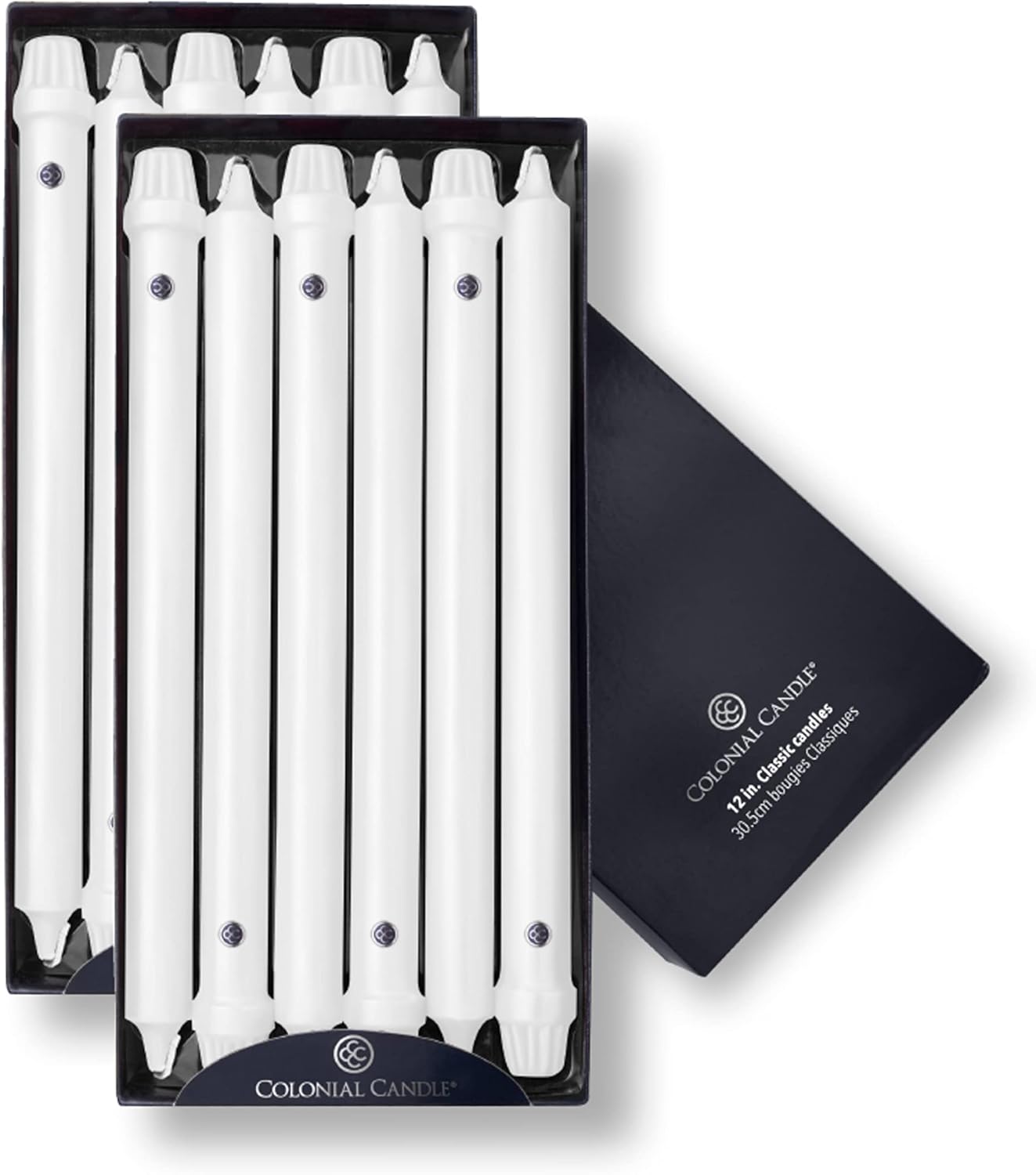 Colonial Candle 12" Classic White Taper Candles 12 Count New by Colonial Candle