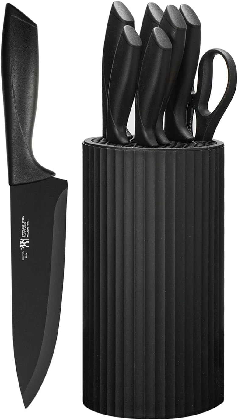 Lot of 4 - Hunter Dual 8PC Knife Set Stainless Steel Knife Block by Hunter Dual