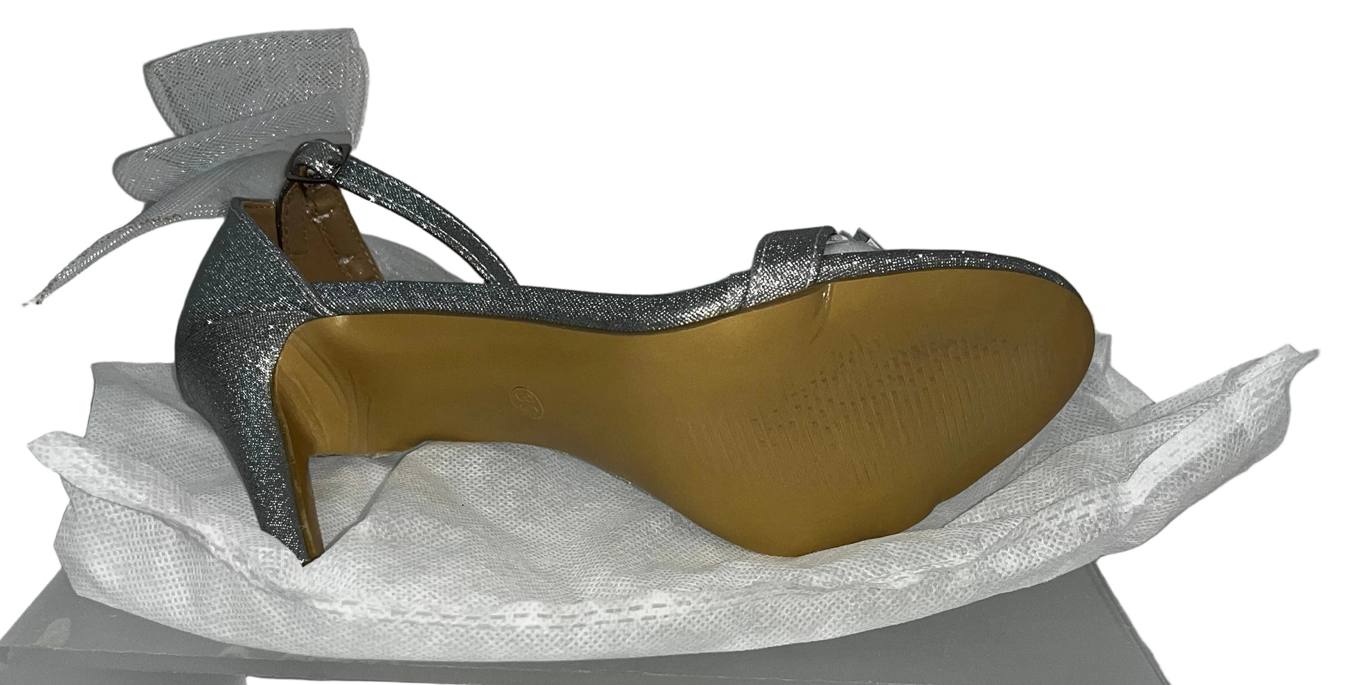 Lot of 2 - LIURUIJA Silver Glitter Bow Ankle Strap Heels Women's EU 39 by LIURUIJA