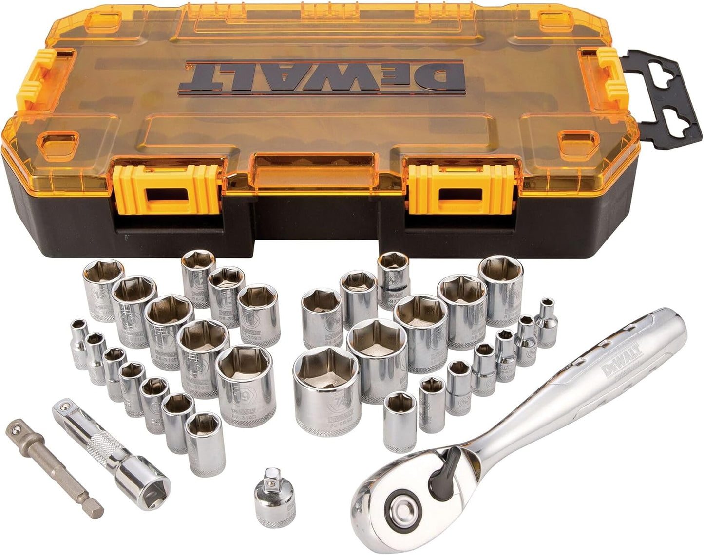 DEWALT DWMT73804 34-Piece Socket Set 1/4" & 3/8" Drive Ratchet SAE Metric by DEWALT