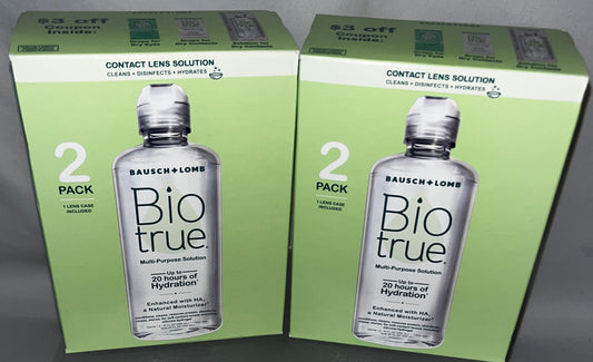 Lot of 4 - Bausch Lomb Biotrue Contact Lens Solution 2 Pack Hydration by Bausch + Lomb