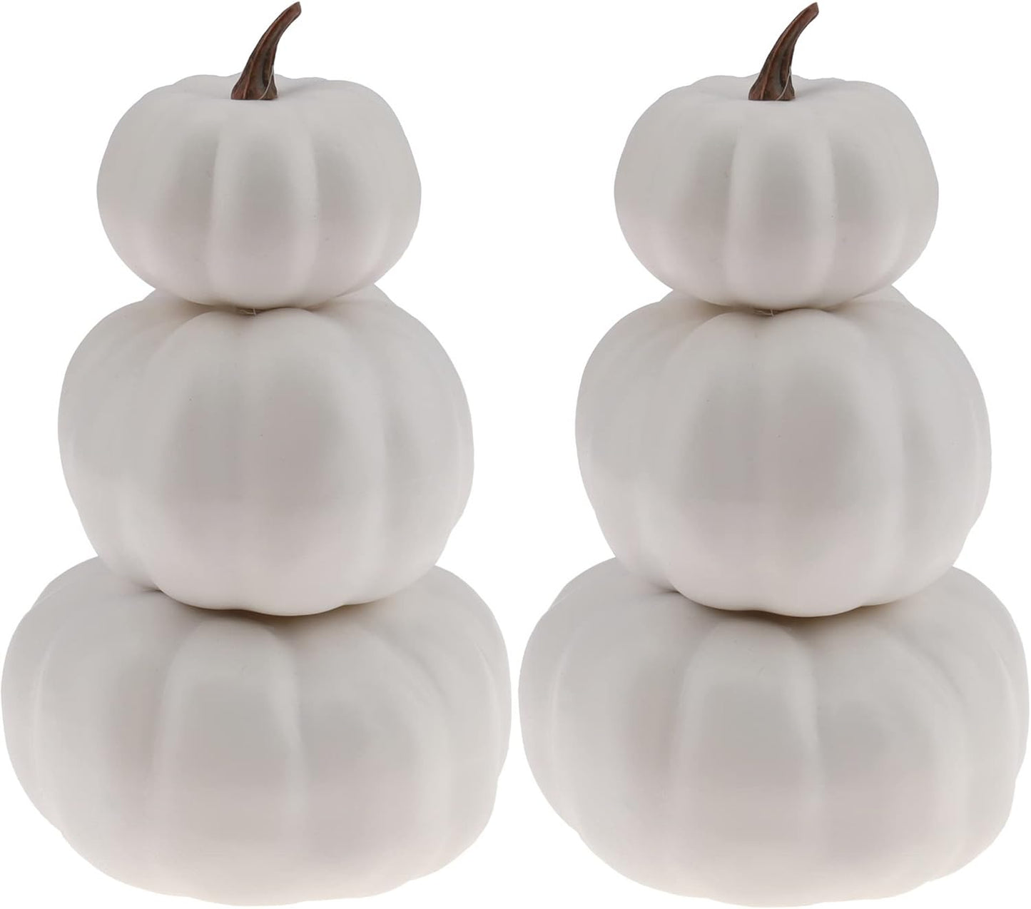 Lot of 2 - Artificial White Pumpkins Halloween Fall Decor Foam Pumpkins by Gresorth