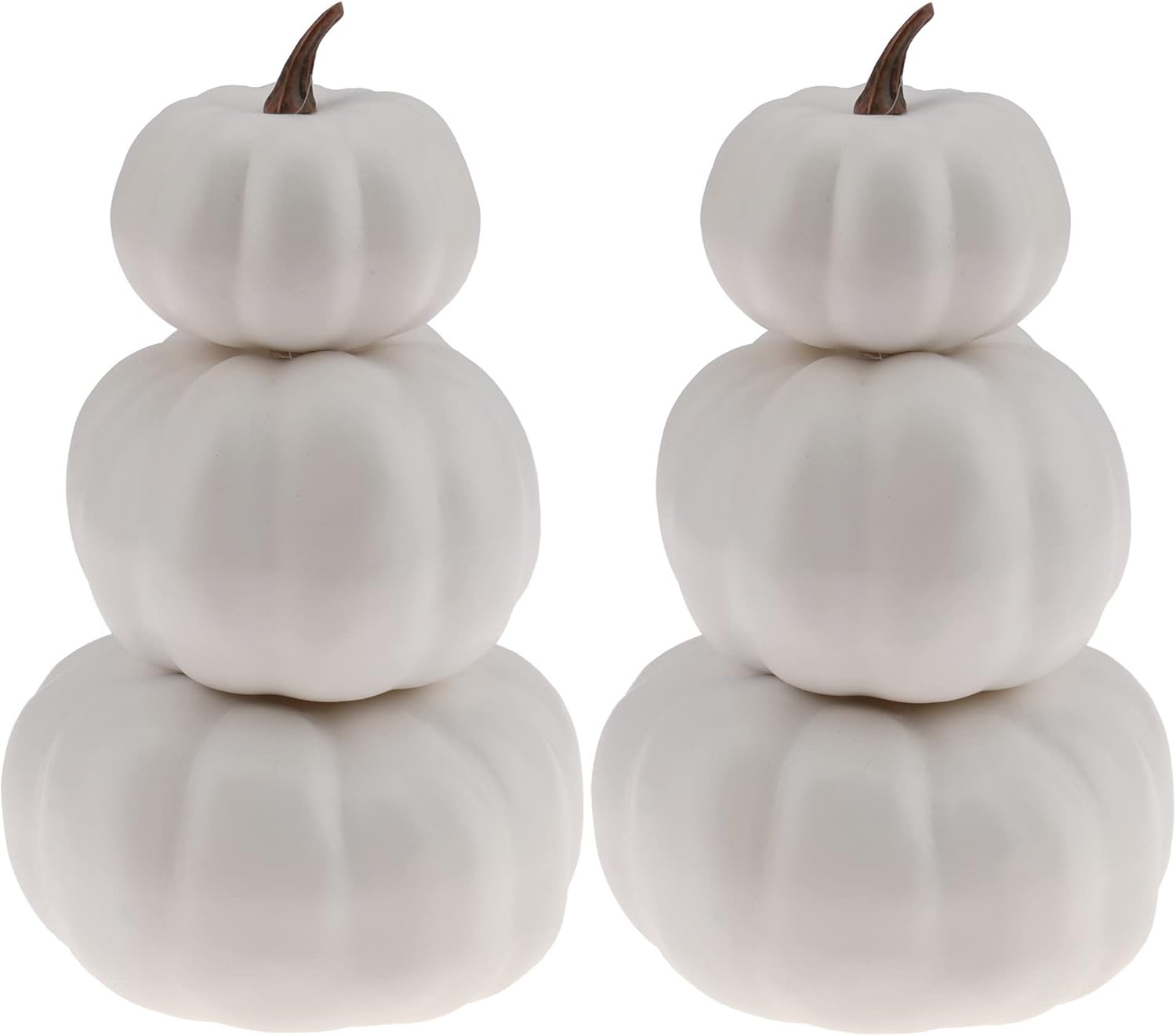 Lot of 2 - Artificial White Pumpkins Halloween Fall Decor Foam Pumpkins by Gresorth