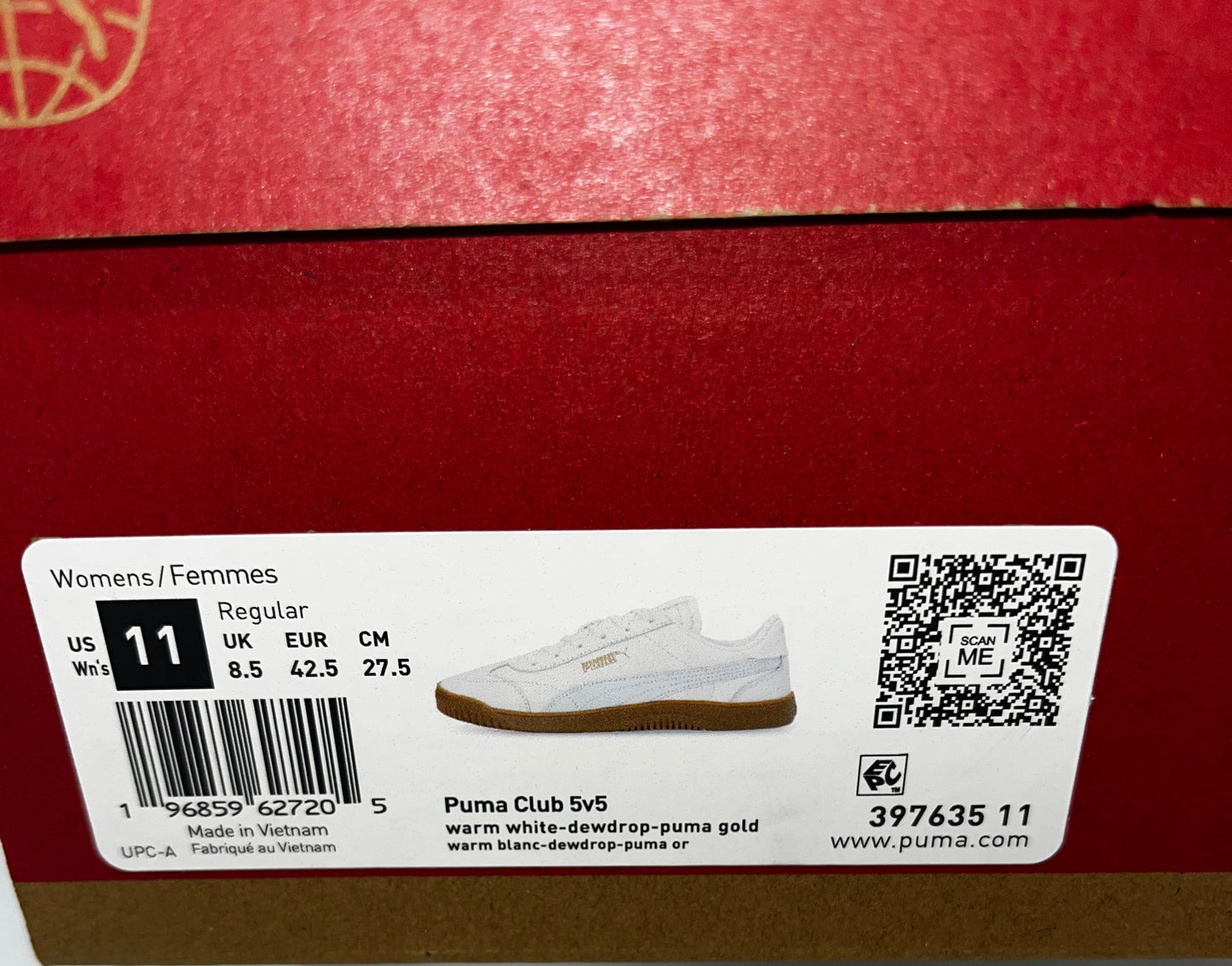 PUMA Club 5v5 Women's Sneakers Warm White Dewdrop Gum Sole US Size 11 by PUMA