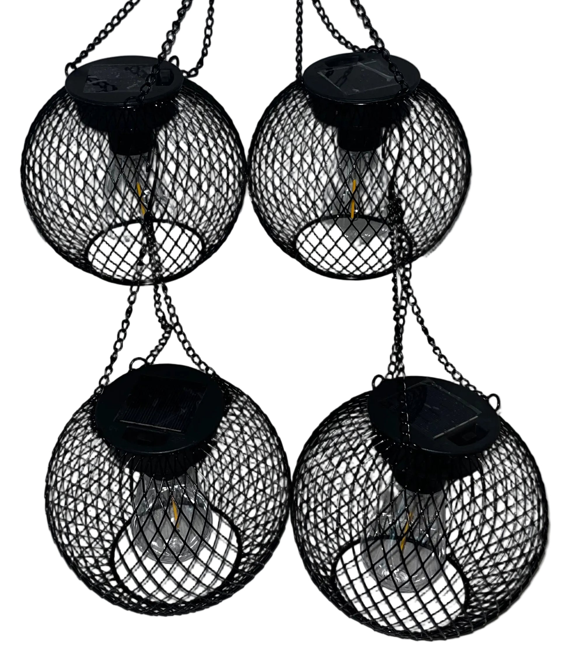 Lot of 2 - Solar Hanging Lantern Sets Outdoor LED Garden Lights 2 Pack