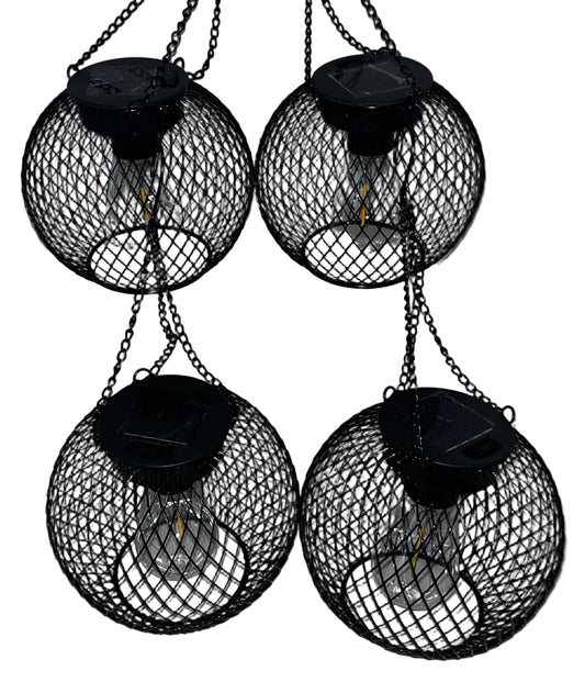 Lot of 2 - Solar Hanging Lantern Sets Outdoor LED Garden Lights 2 Pack