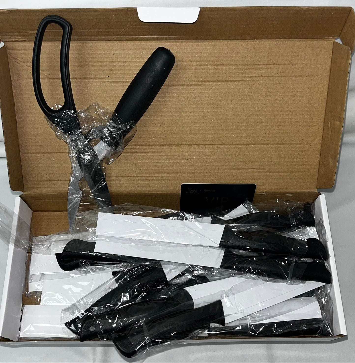 Hunter.Dual 19-Piece Kitchen Knife Set with Block & Sharpener Black by Hunter.Dual