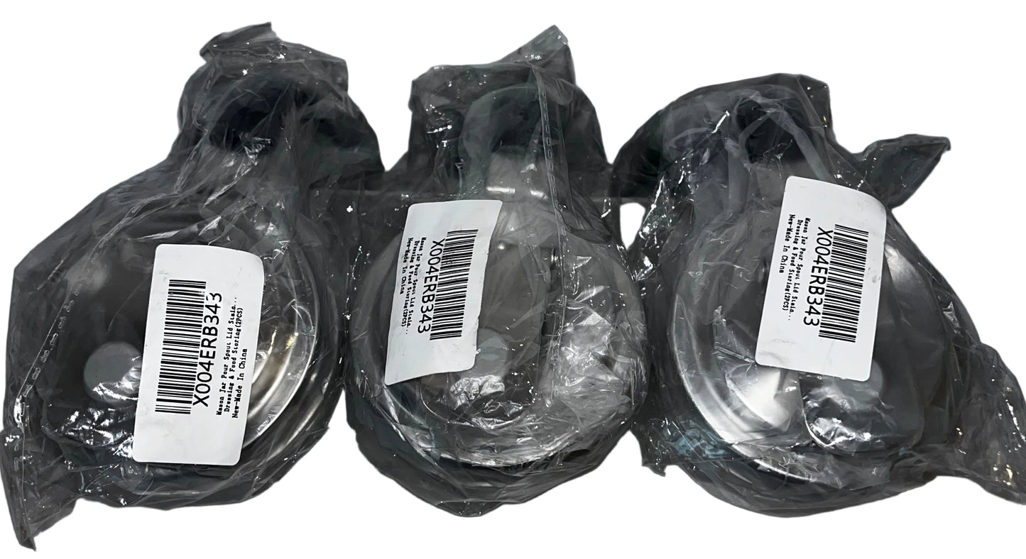 Lot of 3 - Mason Jar Pour Spout Lid Stainless Steel with Handle 2 Pack by Palksky