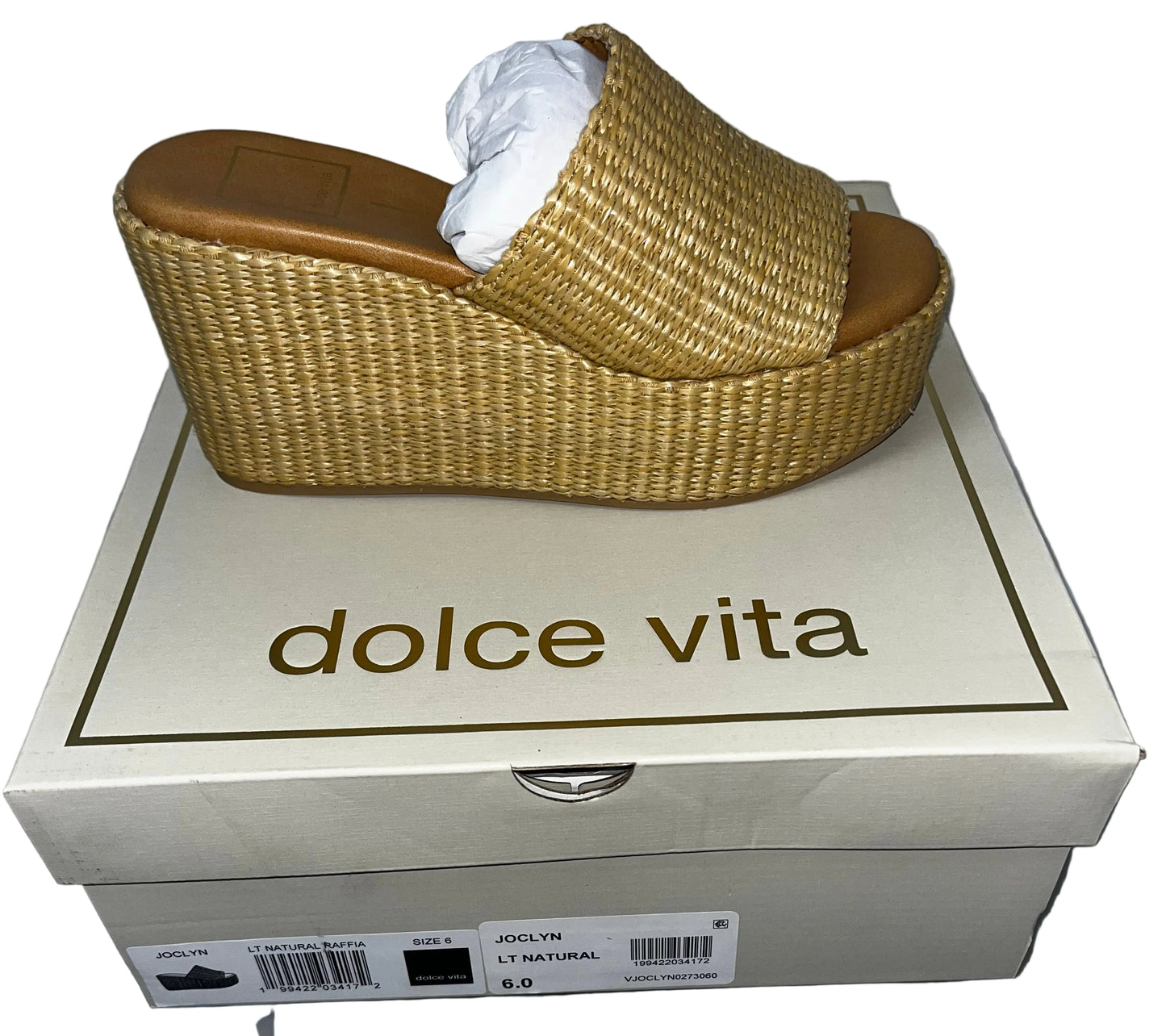 Lot of 3 - Dolce Vita Joclyn Raffia Platform Wedge Slide Sandals Women's Sizes 6 & 8 by Dolce Vita