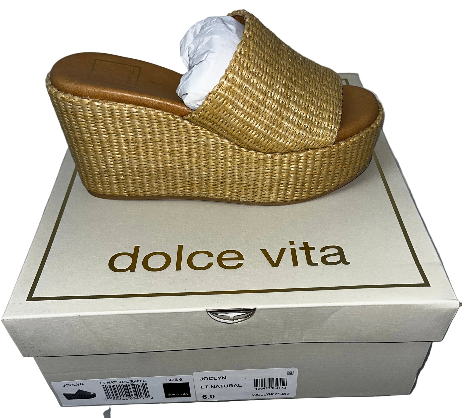 Lot of 3 - Dolce Vita Joclyn Raffia Platform Wedge Slide Sandals Women's Sizes 6 & 8 by Dolce Vita