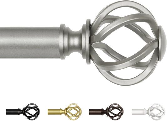Lot of 6 - Adjustable Silver Curtain Rod Sets 66-120 in