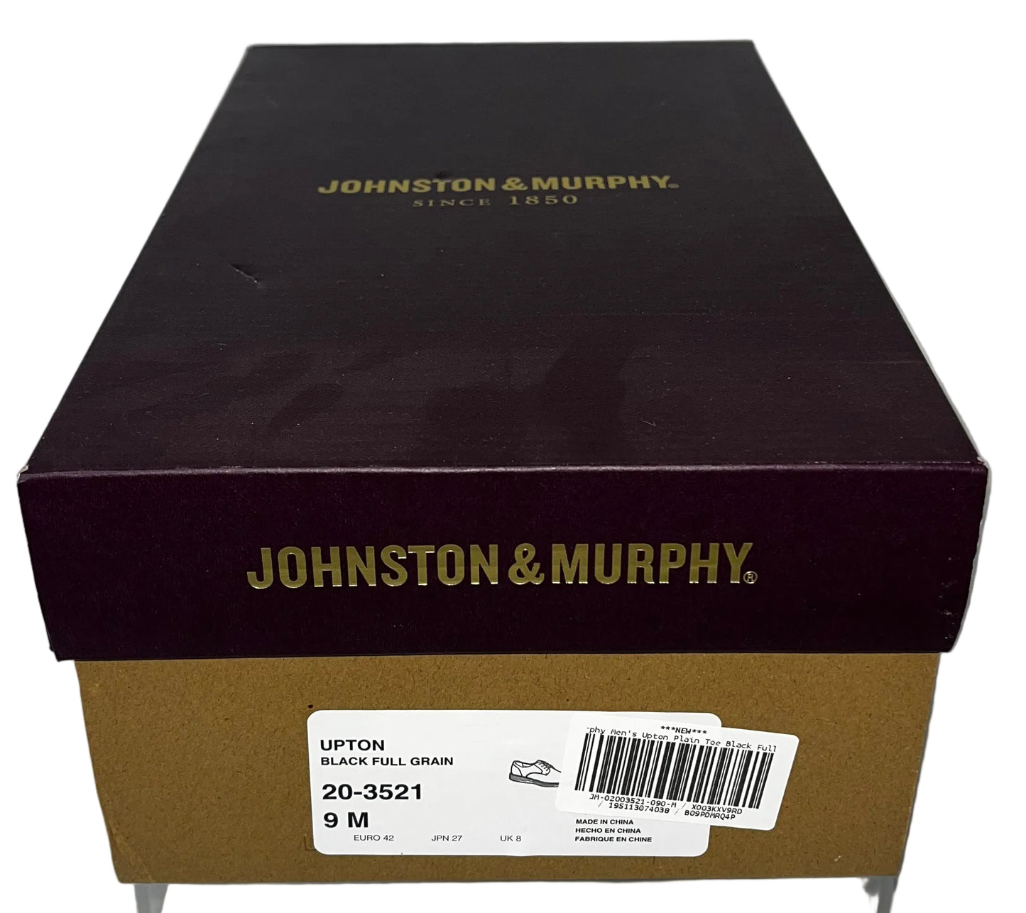 Johnston & Murphy Upton Plain Toe Black Leather Men's Shoes Size 9 M by Johnston & Murphy