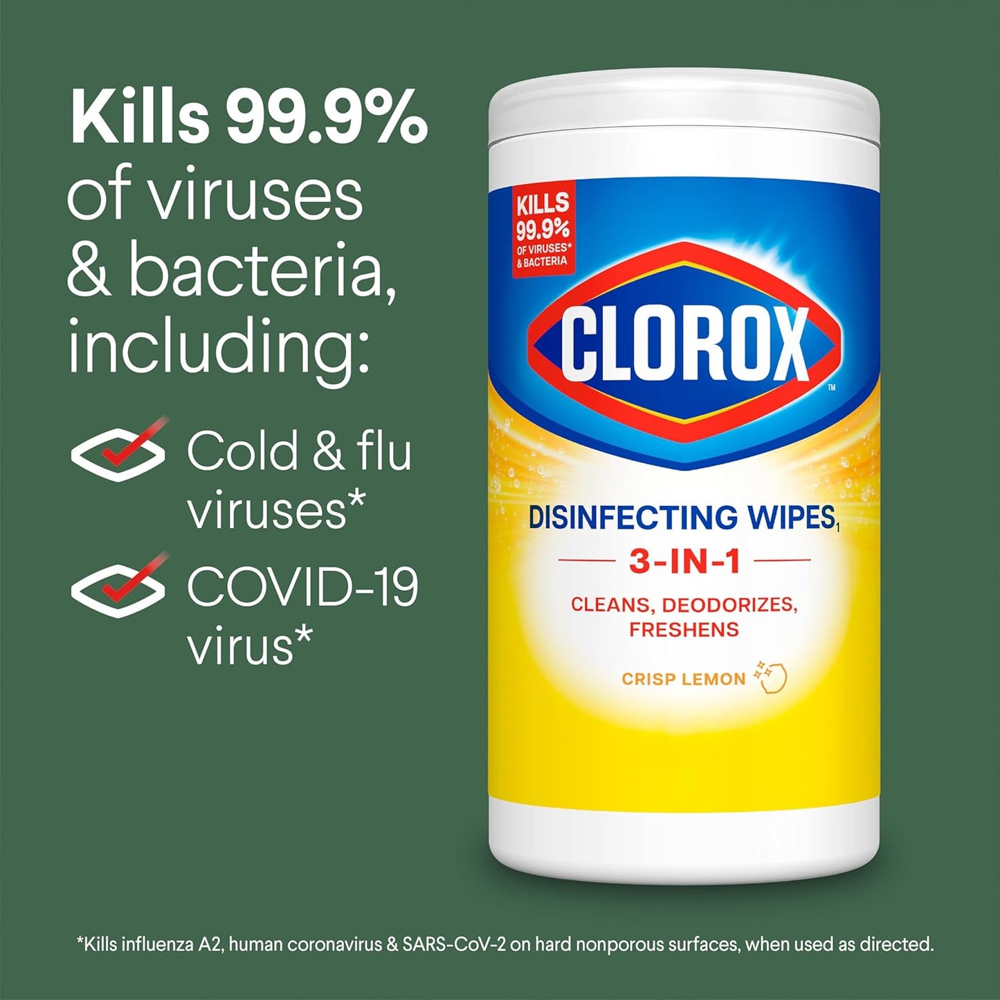 Lot of 5 - Clorox Disinfecting Wipes 75 Ct Lemon Antibacterial Cleaning by Clorox