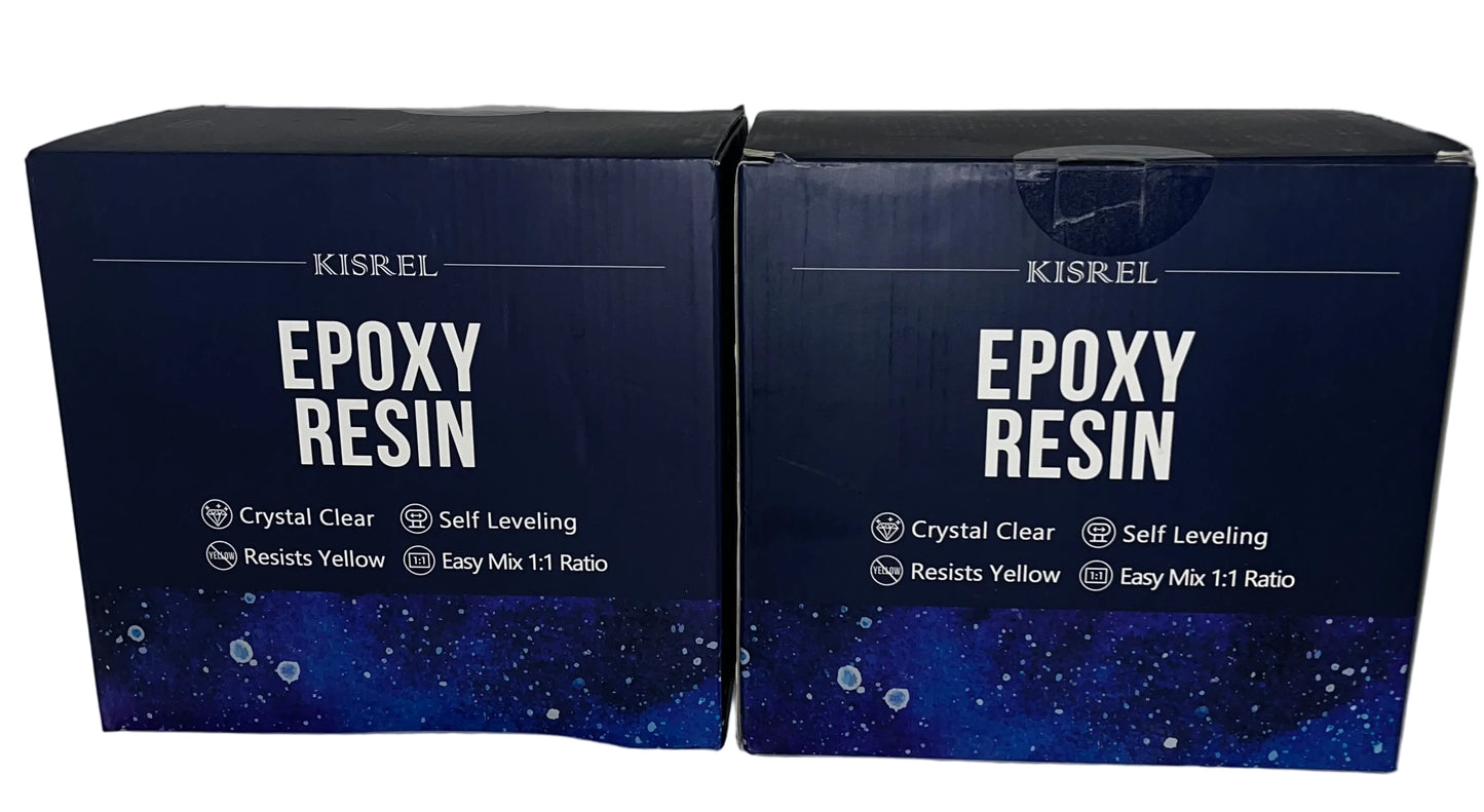 Lot of 2 - Kisrel Epoxy Resin Kits Crystal Clear Self Leveling 1:1 Mix by Kisrel