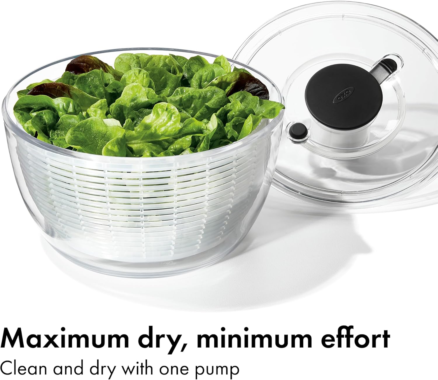 Lot of 2 - OXO Good Grips Salad Spinner Clear Bowl One-Hand Pump New by OXO