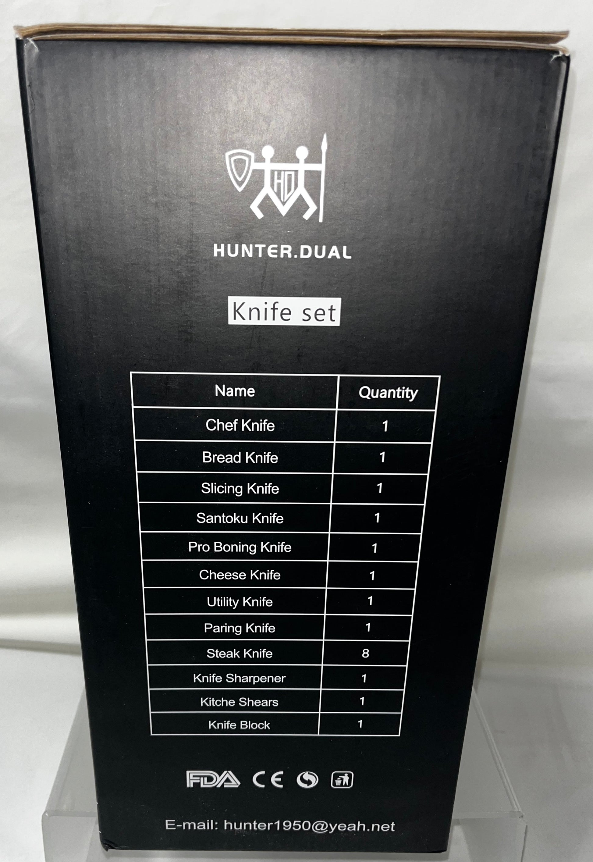 Hunter.Dual 19-Piece Kitchen Knife Set with Block & Sharpener Black by Hunter.Dual