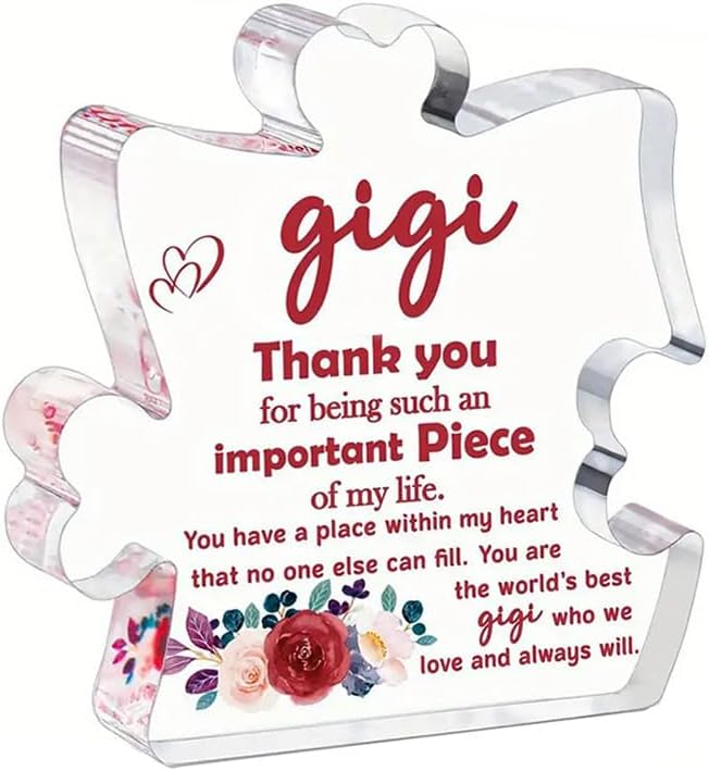 Lot of 8 - Gigi Acrylic Puzzle-Shaped Keepsake Plaques with Gift Boxes