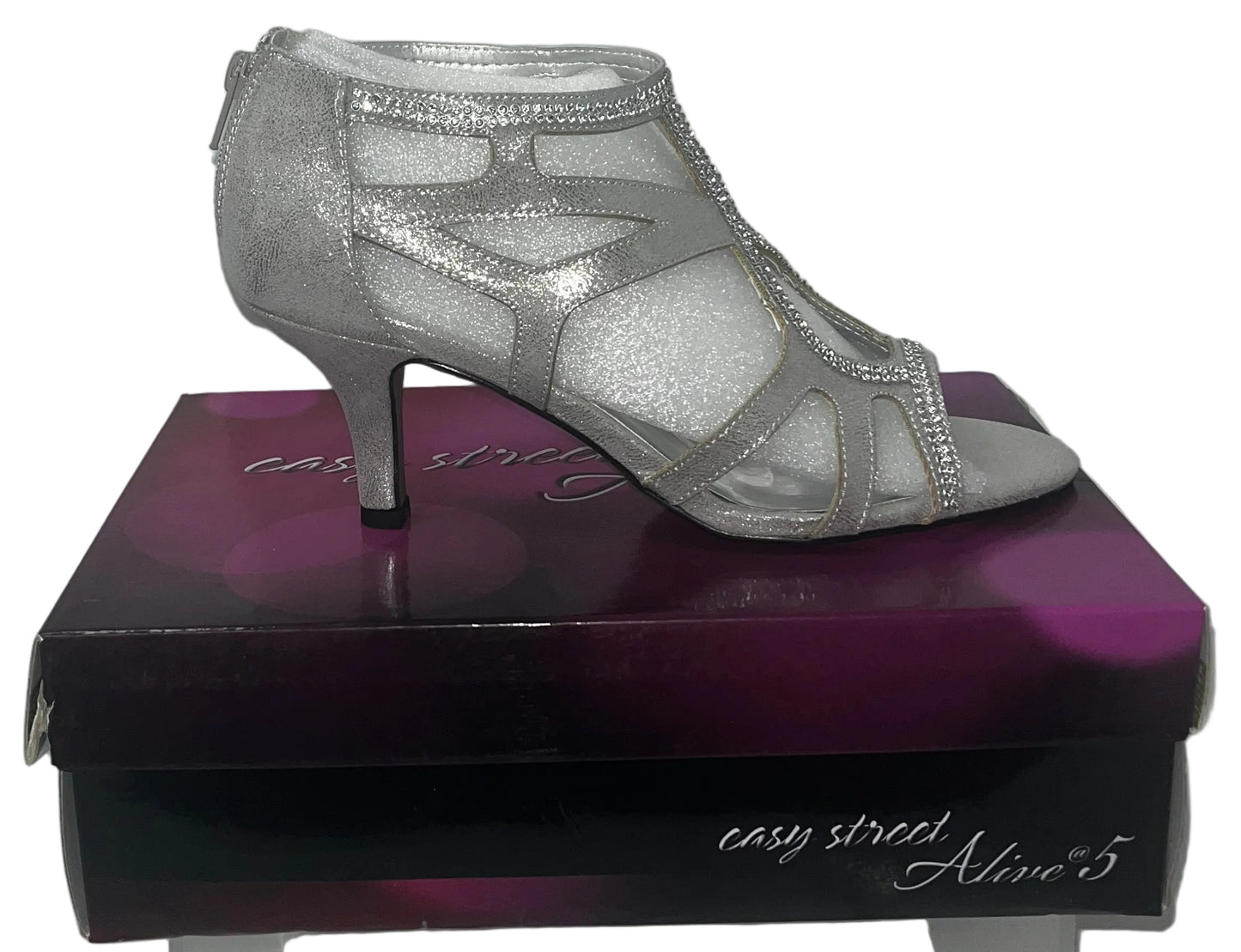 Easy Street Flattery Women's Silver Rhinestone Evening Pumps Size 11W Wide New by Easy Street