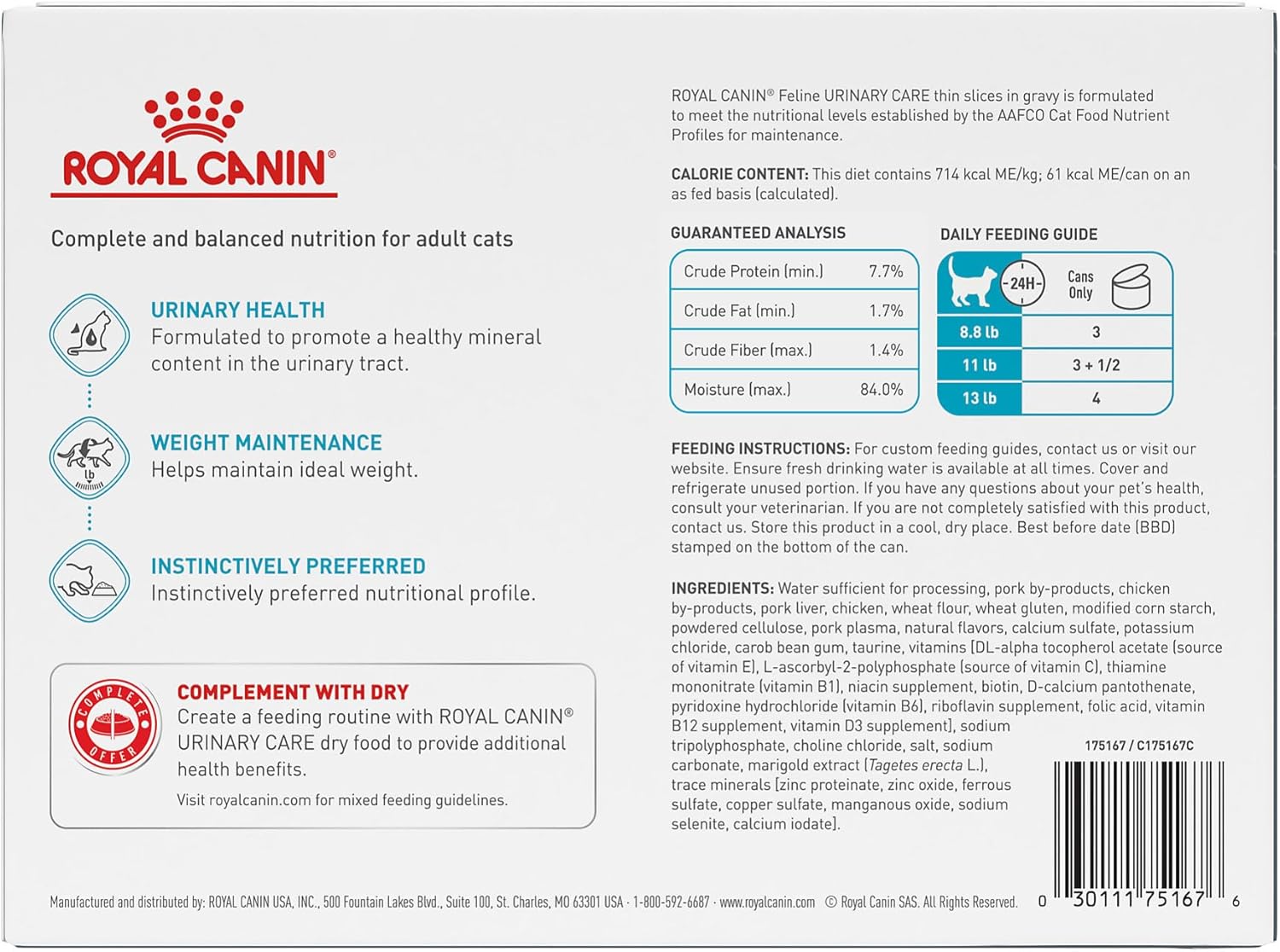 Lot of 4 - Royal Canin Care Urinary Wet Cat Food 12 Can Packs by Royal Canin