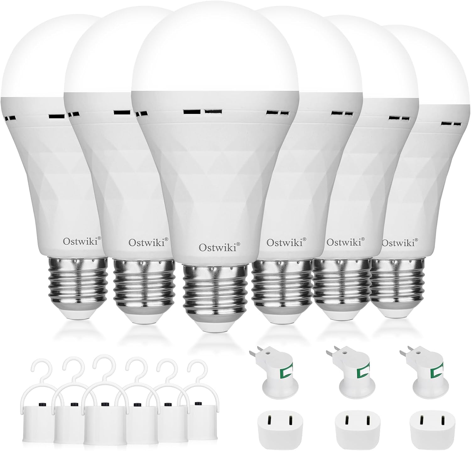 Pack of 6 - Ostwiki Rechargeable LED Light Bulbs 9W Emergency Backup by Ostwiki