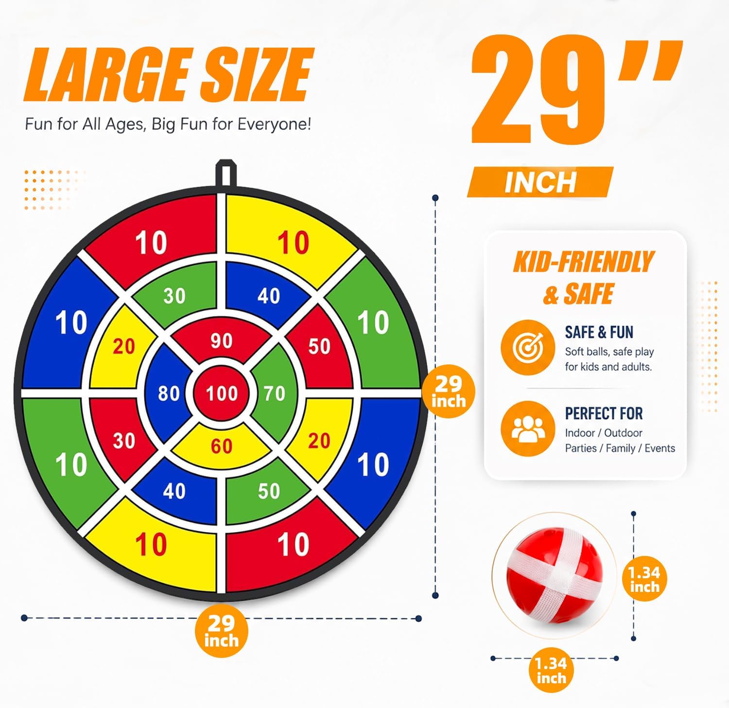 Lot of 3 - Sticky Ball Dart Board Sets Kids Toss Game Party Carnival Toy by BooTee