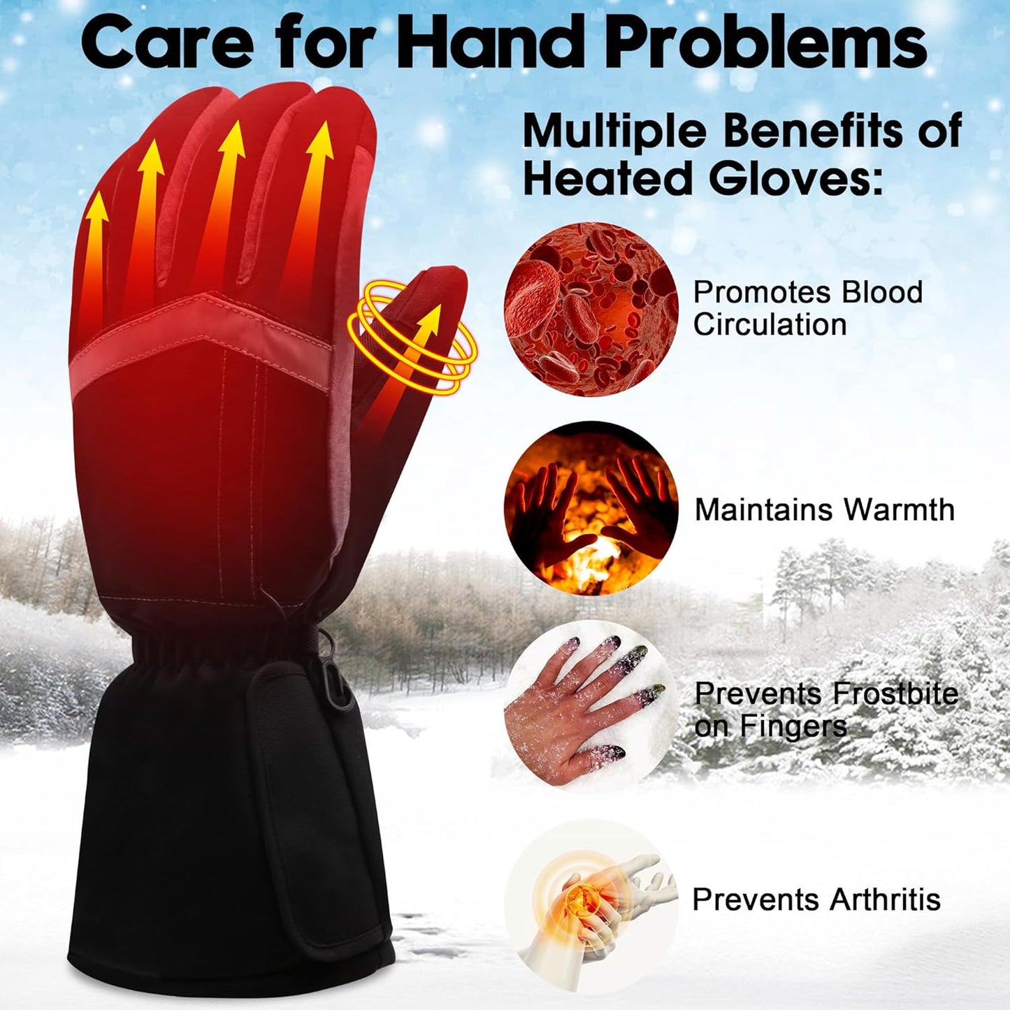 Heated Winter Gloves Electric Warming Gloves USB Rechargeable