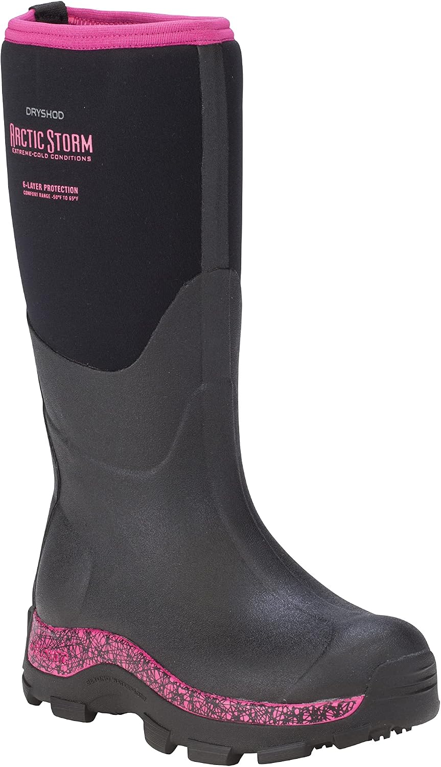 Dryshod Arctic Storm Hi Women's Waterproof Insulated Winter Boots Black Pink Size 6 by Dryshod