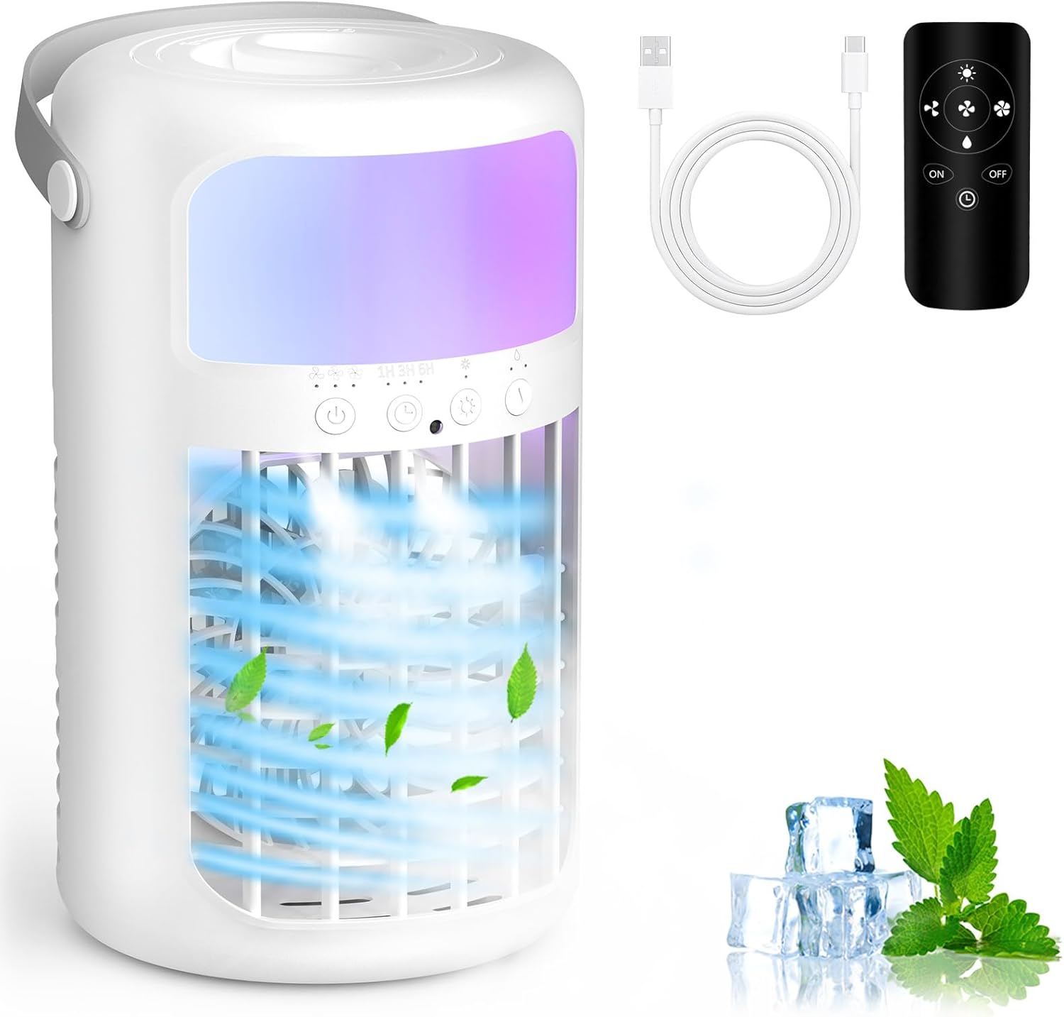 Lot of 2 - Multifunctional Portable Air Cooler Fan USB Remote Control