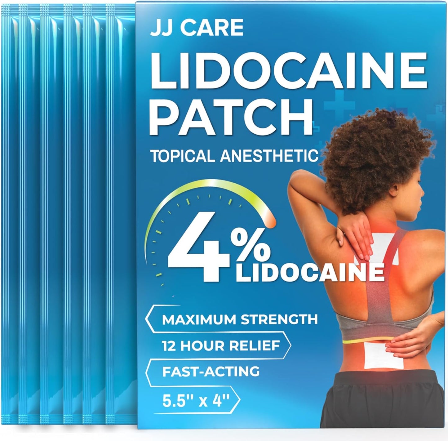 Lot of 5 - JJ Care 4% Lidocaine Pain Relief Patches 30 Ct Fast Acting New by JJ Care