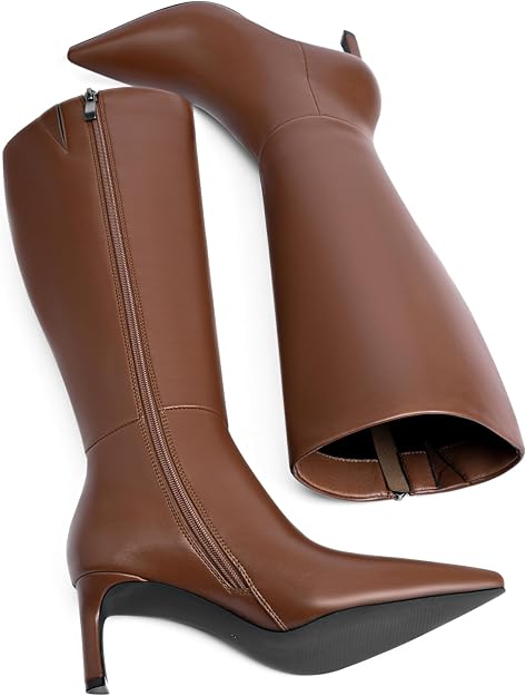 Lot of 2 - MiraAzzurra Women's Brown Knee High Boots Pointed Toe Kitten Heel Size 10 by MiraAzzurra