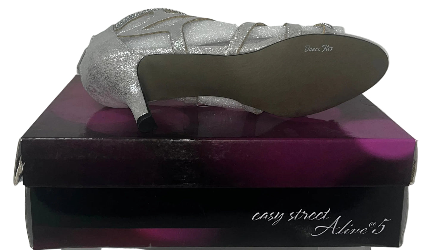 Easy Street Flattery Women's Silver Rhinestone Evening Pumps Size 11W Wide New by Easy Street