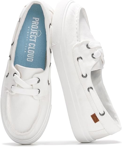 Lot of 13 - Project Cloud Women's White Memory Foam Boat Shoes Sizes 7.5 & 8.5 by Project Cloud