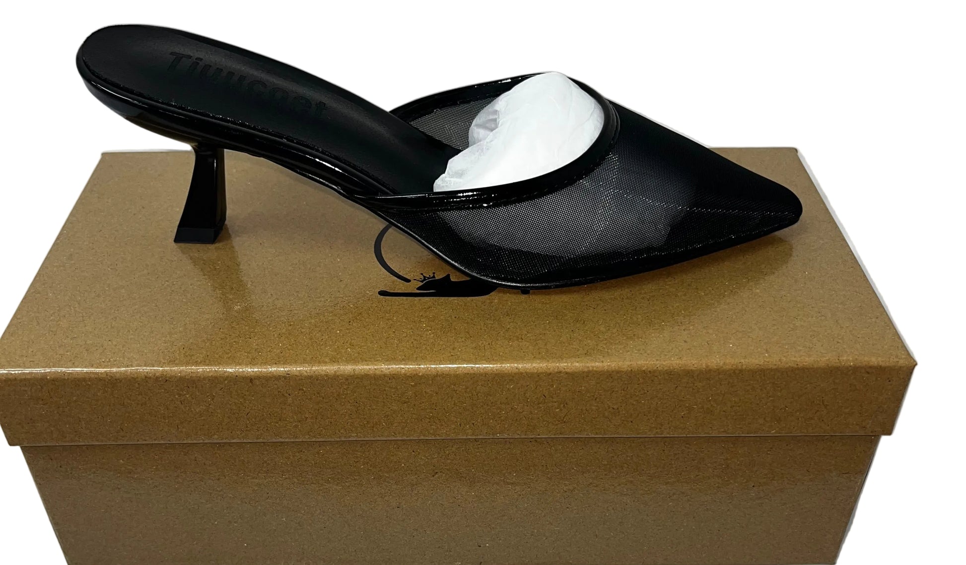 Lot of 2 - Tiuwood Women's Black Mesh Mule Pumps Pointed Toe Kitten Heels US 6 by Tiuwood