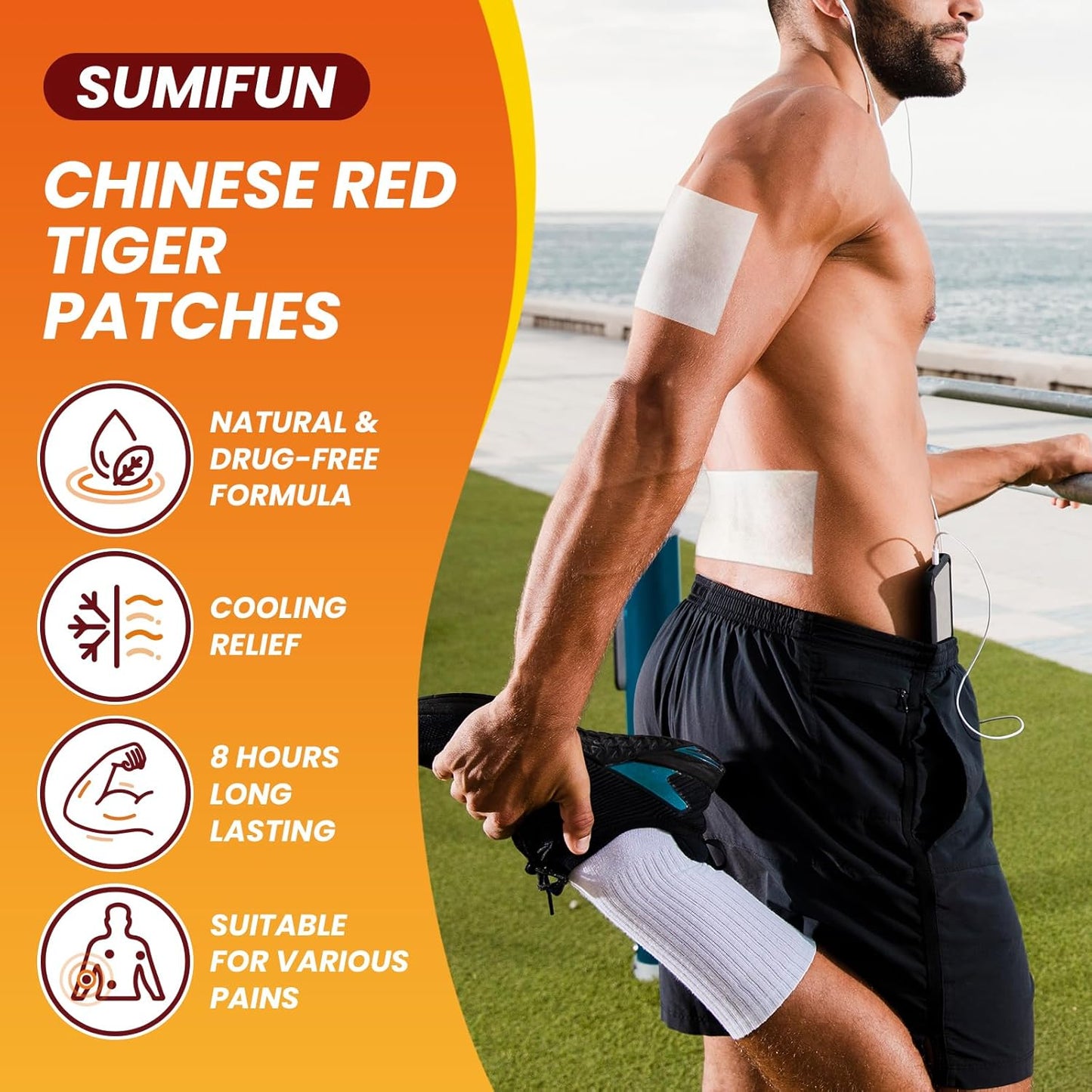 Lot of 6 - Sumifun Tiger Pain Relief Patches 5x8 Pack + 1x4 Pack New by Sumifun