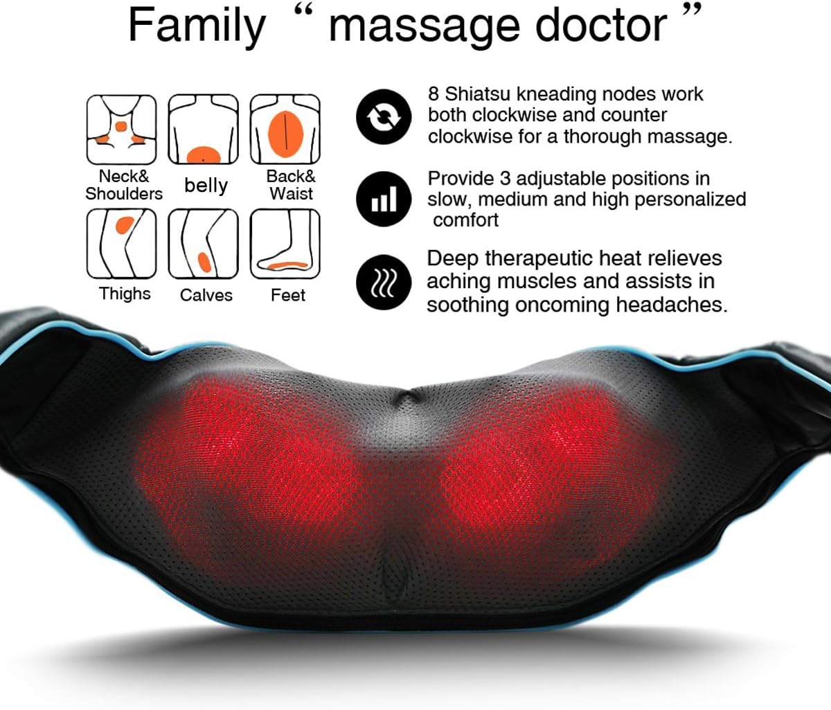 Shiatsu Neck and Back Massager With Heat Deep Tissue Massage