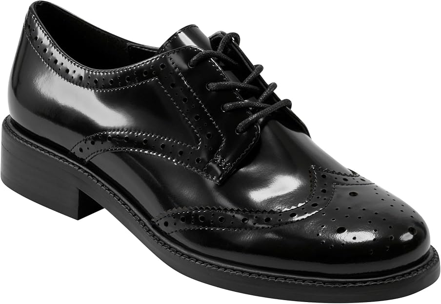 Marc Fisher LTD miPERRIE Women's Black Leather Wingtip Oxford Loafers Size 5M by Marc Fisher LTD