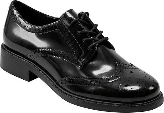 Marc Fisher LTD miPERRIE Women's Black Leather Wingtip Oxford Loafers Size 5M by Marc Fisher LTD