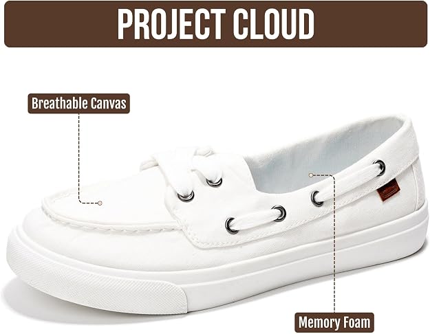 Lot of 13 - Project Cloud Women's White Memory Foam Boat Shoes Sizes 7.5 & 8.5 by Project Cloud