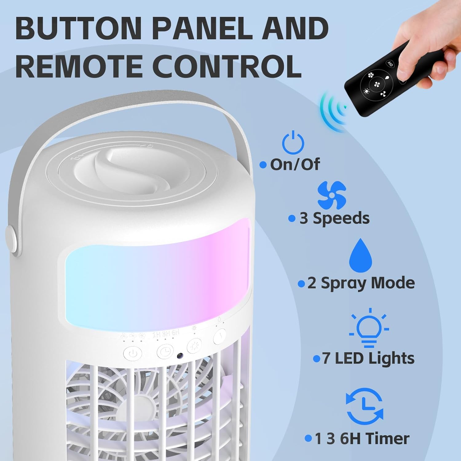 Lot of 2 - Multifunctional Portable Air Cooler Fan USB Remote Control