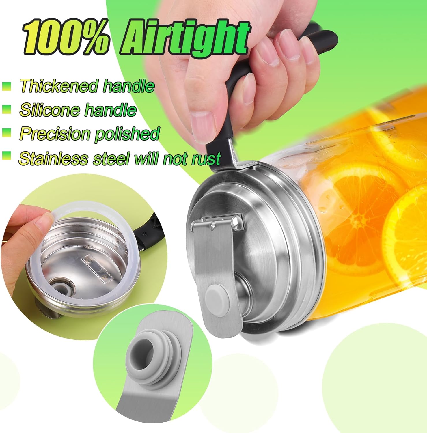 Lot of 3 - Mason Jar Pour Spout Lid Stainless Steel with Handle 2 Pack by Palksky