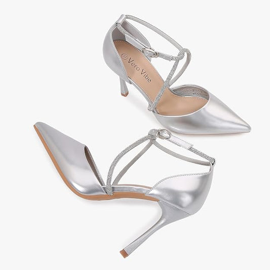 Lot of 3 - VeroVibe Women's Silver Gray Rhinestone Stiletto Heels Size 6.5 by VeroVibe