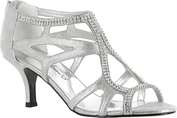 Easy Street Flattery Women's Silver Rhinestone Evening Pumps Size 11W Wide New by Easy Street