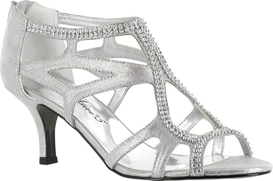 Easy Street Flattery Women's Silver Rhinestone Evening Pumps Size 11W Wide New by Easy Street