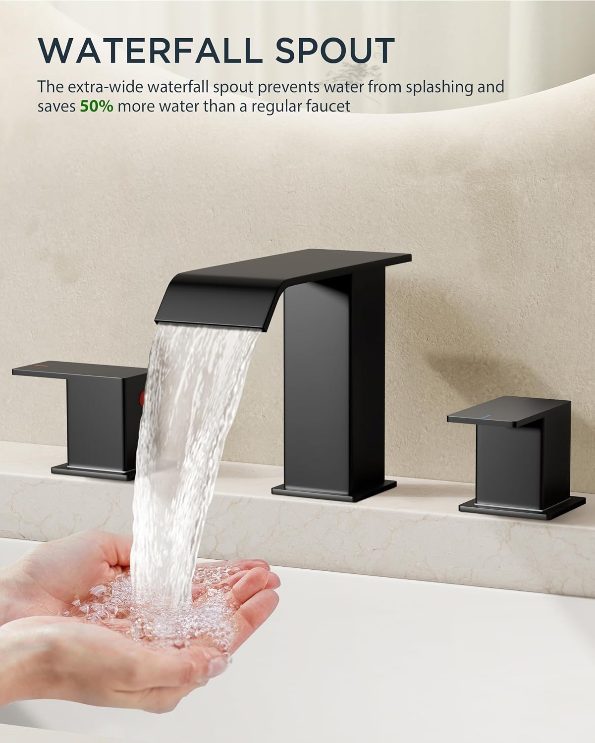 FORIOUS Matte Black 2-Handle Bathroom Sink Faucet with Pop-Up Drain & Hoses by FORIOUS