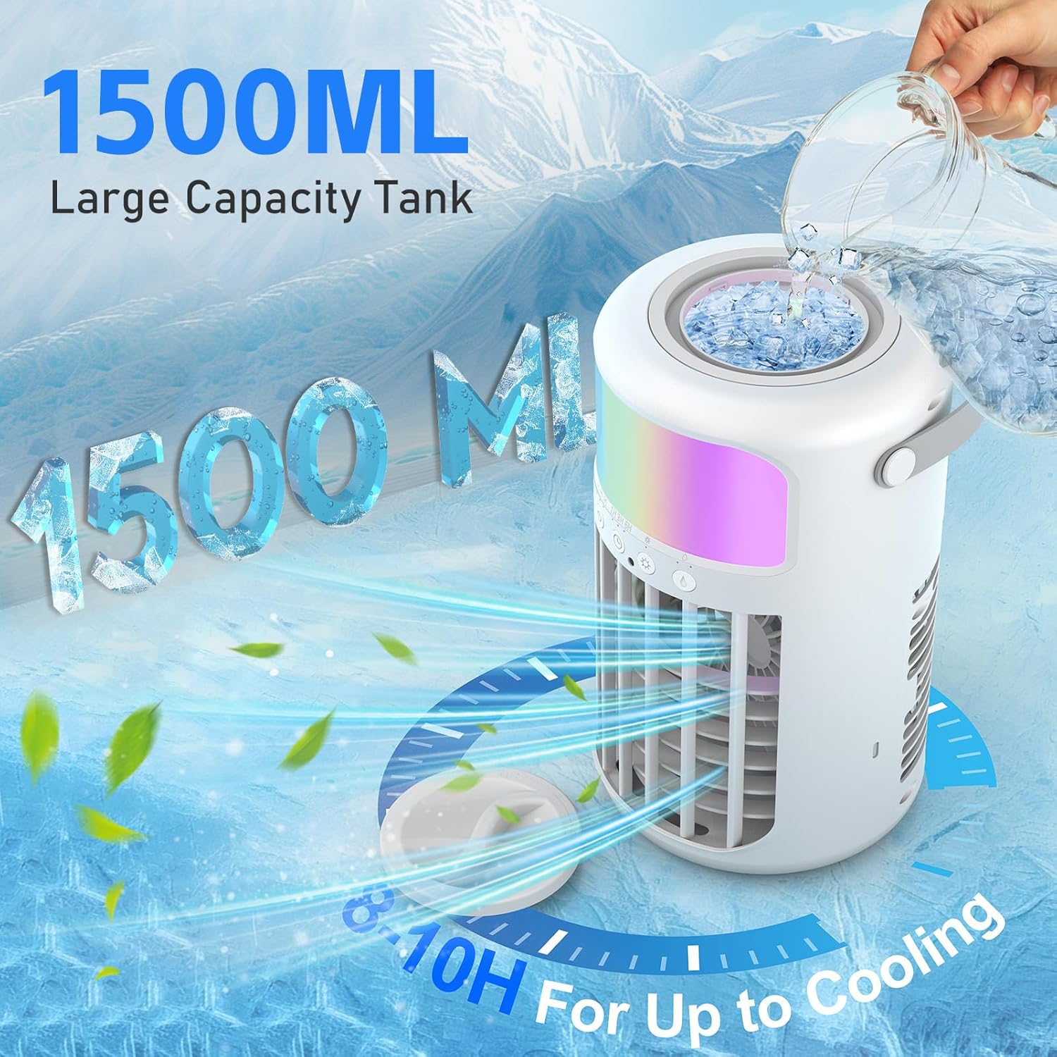 Lot of 2 - Multifunctional Portable Air Cooler Fan USB Remote Control