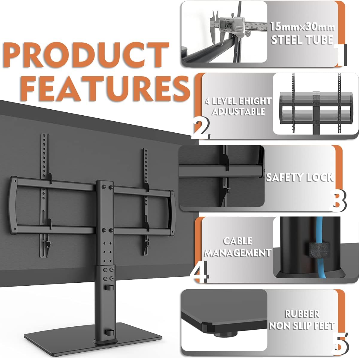 Lot of 2 - Hemudu Universal TV Stand HT03B-002 Adjustable Tabletop Mount by Hemudu