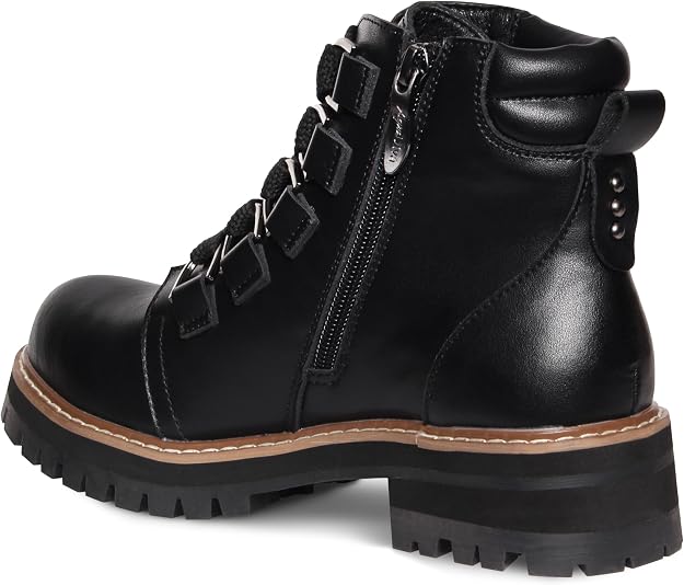 AquaDiva AD1589 Women's Black Leather Waterproof Combat Boots EU 36 by AquaDiva
