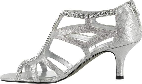 Easy Street Flattery Women's Silver Rhinestone Evening Pumps Size 11W Wide New by Easy Street